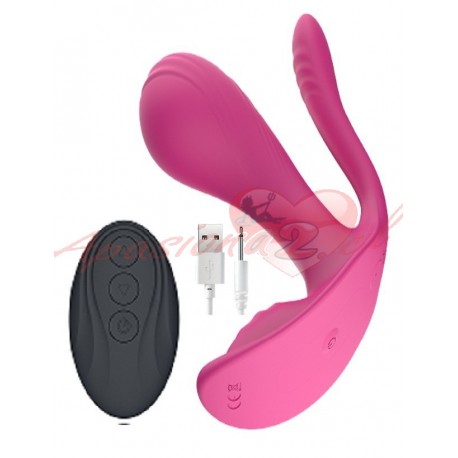 VIBRADOR TRIPLE ESTIMULACION CLÍTORIS, PUNTO G, ANAL CONTROL REMOTO Y CARGA USB HB63