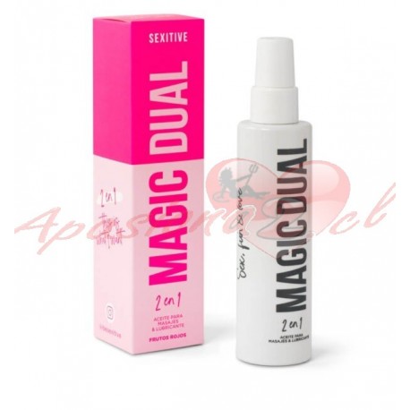 Aceite sensual para masajes & lubricante Magic Dual – Aroma Frutos Rojos 100ml